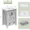 Garvee 24 inch Vanity with Ceramic Sink, Modern Bathroom Vanity with 2 Doors and 1 Storage Drawer, Freestanding Bathroom Cabinet with Modern Design for Your Bathrooms, White(Grey)