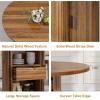 Garvee 47 Inch Round Dining Table for 4, Kitchen Table with 2-Layer Storage Shelf and a Drawer, Farmhouse Circle Dinner Table for Dining Room, Kitchen, Living Room (Table Only), Black(Walnut)