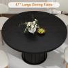 Garvee 47 Inch Round Dining Table for 4, Kitchen Table with 2-Layer Storage Shelf and a Drawer, Farmhouse Circle Dinner Table for Dining Room, Kitchen, Living Room (Table Only), Black(Black)