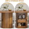 Garvee 47 Inch Round Dining Table for 4, Kitchen Table with 2-Layer Storage Shelf and a Drawer, Farmhouse Circle Dinner Table for Dining Room, Kitchen, Living Room (Table Only), Black(Walnut)