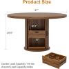 Garvee 47 Inch Round Dining Table for 4, Kitchen Table with 2-Layer Storage Shelf and a Drawer, Farmhouse Circle Dinner Table for Dining Room, Kitchen, Living Room (Table Only), Black(Walnut)