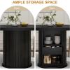 Garvee 47 Inch Round Dining Table for 4, Kitchen Table with 2-Layer Storage Shelf and a Drawer, Farmhouse Circle Dinner Table for Dining Room, Kitchen, Living Room (Table Only), Black(Black)