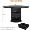 Garvee 47 Inch Round Dining Table for 4, Kitchen Table with 2-Layer Storage Shelf and a Drawer, Farmhouse Circle Dinner Table for Dining Room, Kitchen, Living Room (Table Only), Black(Black)