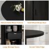 Garvee 47 Inch Round Dining Table for 4, Kitchen Table with 2-Layer Storage Shelf and a Drawer, Farmhouse Circle Dinner Table for Dining Room, Kitchen, Living Room (Table Only), Black(Black)