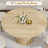 Garvee 47 Inch Round Dining Table for 4, Kitchen Table with 2-Layer Storage Shelf and a Drawer, Farmhouse Circle Dinner Table for Dining Room, Kitchen, Living Room (Table Only), Black(Natural)