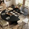 Garvee 47″-63″ Extendable Round Dining Room Table for 4-8, Farmhouse Wood ExpandableKitchen Table w/Wider Leg, Sturdy Metal Frame, Oval Circle, for Dinner, Kitchen, Apartment, Space Save, Retro Black(Retro Black)