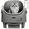 Automatic Cat Litter Box, Self-Cleaning Litter Box with Open-Top Design, 15-Layer Safety Protection System & Smart App Control, Electric Cat Litter Box with Adjustable Entry Height & Odor Control(Cool Gray)