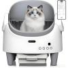 Automatic Cat Litter Box, Self-Cleaning Litter Box with Open-Top Design, 15-Layer Safety Protection System & Smart App Control, Electric Cat Litter Box with Adjustable Entry Height & Odor Control(White)