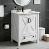 Garvee 24 inch Vanity with Ceramic Sink, Modern Bathroom Vanity with 2 Doors and 1 Storage Drawer, Freestanding Bathroom Cabinet with Modern Design for Your Bathrooms, White(White)