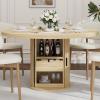 Garvee 47 Inch Round Dining Table for 4, Kitchen Table with 2-Layer Storage Shelf and a Drawer, Farmhouse Circle Dinner Table for Dining Room, Kitchen, Living Room (Table Only), Black(Natural)