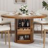 Garvee 47 Inch Round Dining Table for 4, Kitchen Table with 2-Layer Storage Shelf and a Drawer, Farmhouse Circle Dinner Table for Dining Room, Kitchen, Living Room (Table Only), Black(Walnut)