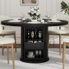 Garvee 47 Inch Round Dining Table for 4, Kitchen Table with 2-Layer Storage Shelf and a Drawer, Farmhouse Circle Dinner Table for Dining Room, Kitchen, Living Room (Table Only), Black(Black)