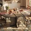 Garvee 47″-63″ Extendable Round Dining Room Table for 4-8, Farmhouse Wood ExpandableKitchen Table w/Wider Leg, Sturdy Metal Frame, Oval Circle, for Dinner, Kitchen, Apartment, Space Save, Retro Black(Retro Gray)