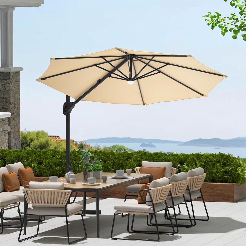 image:imageGarvee Cantilever Patio Umbrella 10ft Large Round Umbrella Outdoor Market Umbrellas 360Rotation Offset Hanging Outdoor Shade for PatioBeige