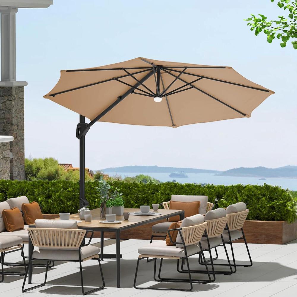 image:imageGarvee Cantilever Patio Umbrella 10ft Large Round Umbrella Outdoor Market Umbrellas 360Rotation Offset Hanging Outdoor Shade for PatioBrown