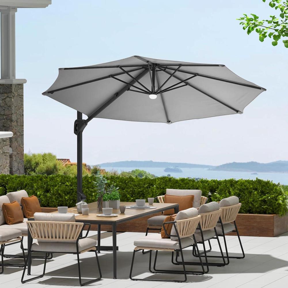 image:imageGarvee Cantilever Patio Umbrella 10ft Large Round Umbrella Outdoor Market Umbrellas 360Rotation Offset Hanging Outdoor Shade for PatioGray