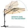 Garvee Cantilever Patio Umbrella 10ft Large Round Umbrella Outdoor Market Umbrellas 360°Rotation Offset Hanging Outdoor Shade for Patio(Beige)