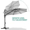Garvee Cantilever Patio Umbrella 10ft Large Round Umbrella Outdoor Market Umbrellas 360°Rotation Offset Hanging Outdoor Shade for Patio(Gray)