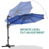 Garvee Cantilever Patio Umbrella 10ft Large Round Umbrella Outdoor Market Umbrellas 360°Rotation Offset Hanging Outdoor Shade for Patio(Navy Blue)