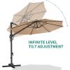 Garvee Cantilever Patio Umbrella 10ft Large Round Umbrella Outdoor Market Umbrellas 360°Rotation Offset Hanging Outdoor Shade for Patio(Tan)