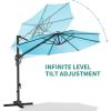 Garvee Cantilever Patio Umbrella 10ft Large Round Umbrella Outdoor Market Umbrellas 360°Rotation Offset Hanging Outdoor Shade for Patio(Turquoise Blue)