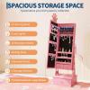 Garvee Kids Jewelry Armoire Cabinet, Standing Jewelry Organizer with Full-Length Mirror, 3 Storage Drawer, Kids Vanity Dress Up Mirror Jewelry Cabinet for Girls(Pink)