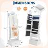 Garvee Kids Jewelry Armoire Cabinet, Standing Jewelry Organizer with Full-Length Mirror, 3 Storage Drawer, Kids Vanity Dress Up Mirror Jewelry Cabinet for Girls(White)