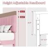 Garvee Full Size Bed Frame, Velvet Upholstered Platform Bed with Adjustable Tufted Headboard, No Box Spring Needed, Easy Assembly, Pink