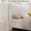 Garvee Queen Size Bed Frame, Corduroy Upholstered Queen Bed Frame with Wingback Headboard, No Box Spring Needed, Sturdy Wooden Slats, Noise Free, Yellow Cream(Full)