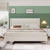 Garvee Queen Size Bed Frame, Corduroy Upholstered Queen Bed Frame with Wingback Headboard, No Box Spring Needed, Sturdy Wooden Slats, Noise Free, Yellow Cream(Queen)