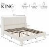 Garvee Queen Size Bed Frame, Corduroy Upholstered Queen Bed Frame with Wingback Headboard, No Box Spring Needed, Sturdy Wooden Slats, Noise Free, Yellow Cream(King)