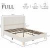 Garvee Queen Size Bed Frame, Corduroy Upholstered Queen Bed Frame with Wingback Headboard, No Box Spring Needed, Sturdy Wooden Slats, Noise Free, Yellow Cream(Full)