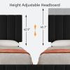 Garvee Queen Size Bed Frame with 4 Storage Drawers, Adjustable Height Headboard, Linen Upholstered Platform Bed Frame, No Box Spring Needed, Easy Assembly, Grey(Black)