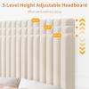 Garvee Twin Size Velvet Bed Frame, Vertical Channel Tufted Headboard, Height Adjustable, Upholstered Platform Bed, No Box Spring Needed, Beige(Beige)