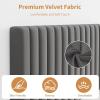 Garvee Twin Size Velvet Bed Frame, Vertical Channel Tufted Headboard, Height Adjustable, Upholstered Platform Bed, No Box Spring Needed, Beige(Light Grey)