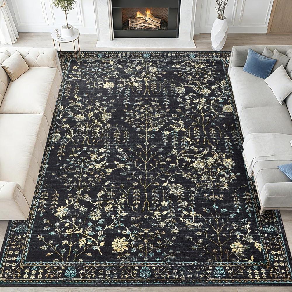 image:imageGarvee 9x12 Area Rug for Living Room Vintage Retro Boho Rug Washable Non Slip amp Low Pile Carpet for Living Room Bedroom Dining Room GreenBlack
