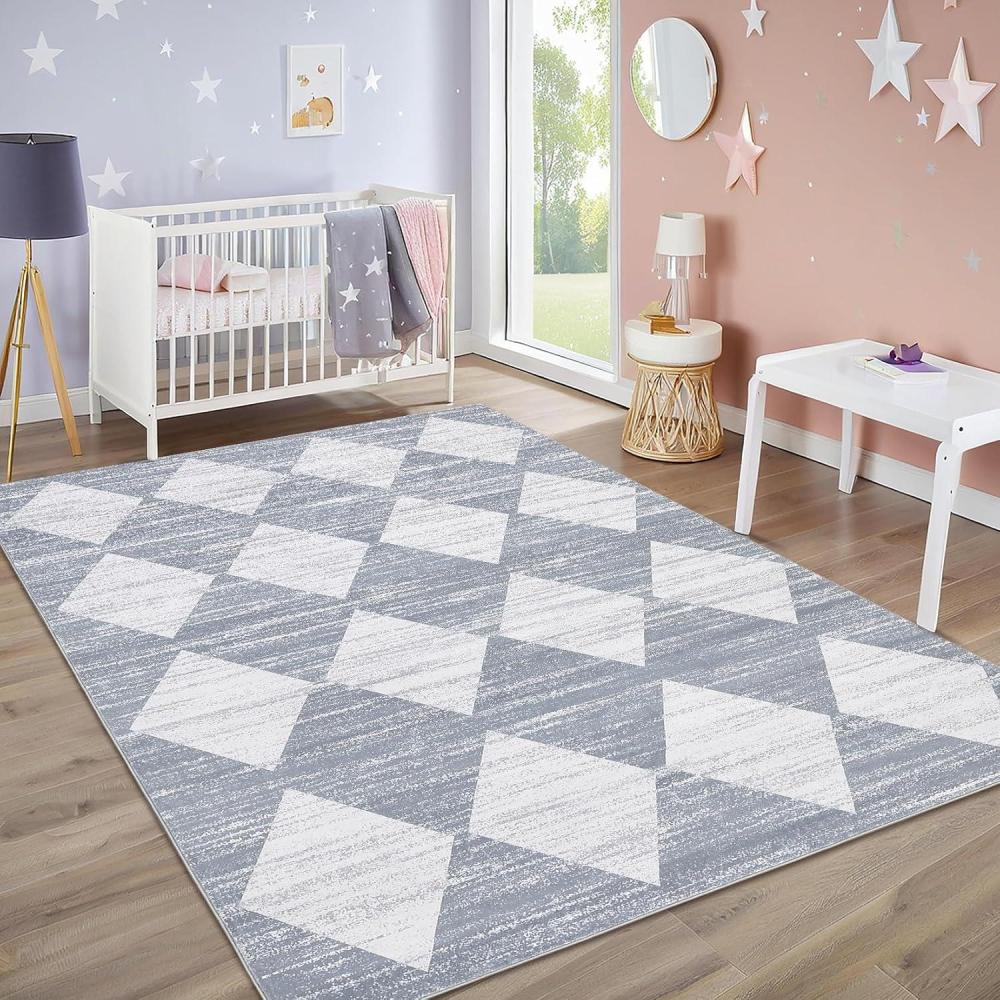 image:imageGarvee Large Area Rug 9x12 Washable Scalloped Living Room Rug Non Slip Modern Checkered Carpet Soft Non Shedding Floor Covering Indoor Low Pile Stain Resistant Mat for Bedroom MousseCheckeredgrey