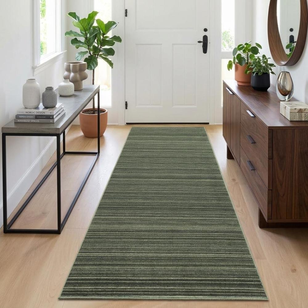 image:imageGarvee Large Washable Area Rug 10 x 13 for Living Room NonSlip Soft Modern Floral Rug Low Pile Farmhouse Floral Carpet NonShedding Foldable Printed Rugs for Bedroom Dining Room GreenStripedgreen