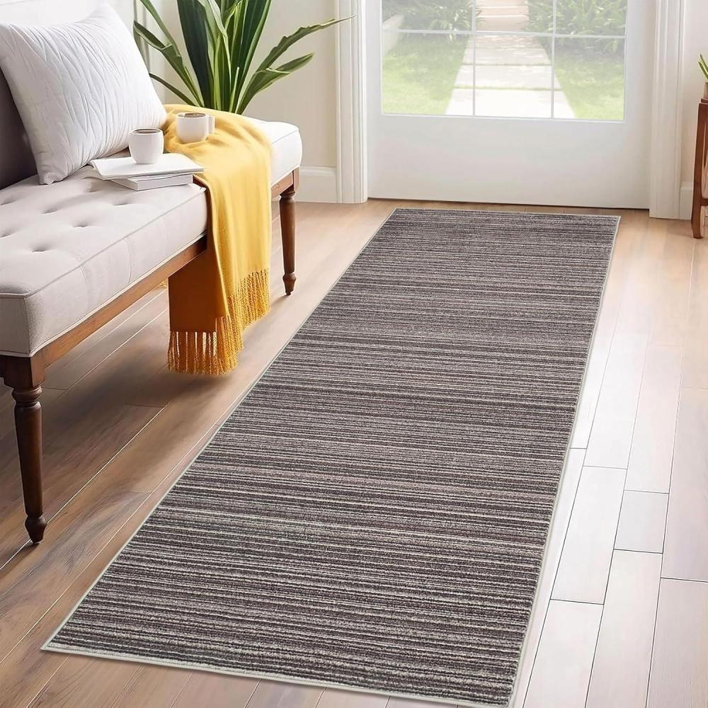 image:imageGarvee Large Washable Area Rug 10 x 13 for Living Room NonSlip Soft Modern Floral Rug Low Pile Farmhouse Floral Carpet NonShedding Foldable Printed Rugs for Bedroom Dining Room GreenStripedbrown