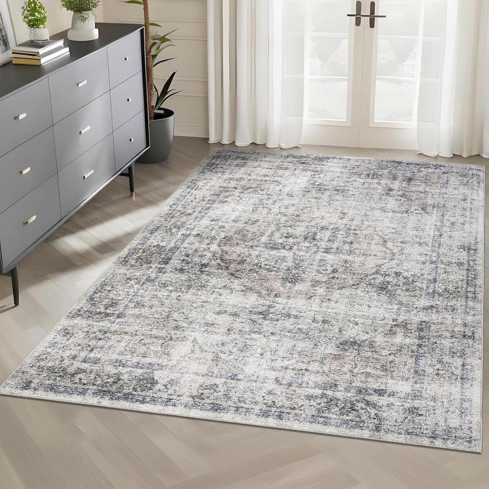 image:imageGarvee Large Washable Area Rug 10 x 13 for Living Room NonSlip Soft Modern Floral Rug Low Pile Farmhouse Floral Carpet NonShedding Foldable Printed Rugs for Bedroom Dining Room GreenDistressed  Beige Grey