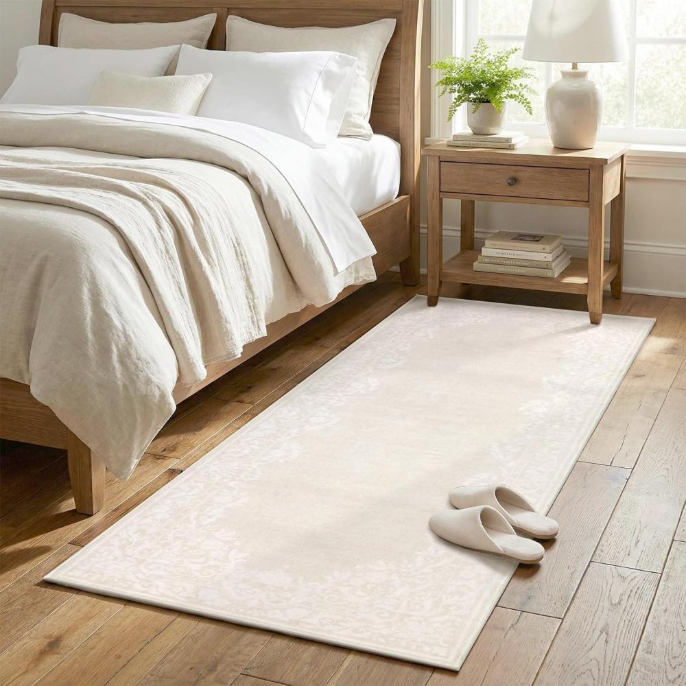 image:imageGarvee Rugs for Girls Bedroom Washable 4x6 Area Rug for Nursery Room Non Slip Soft LowPile French Retro Floral Accent Throw Carpet for College Dorm Decor Kids Room Playroom BlueBeige
