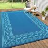Garvee 10×14 Outdoor Rug Waterproof Reversible Patio Mat, Plastic Straw Rug for Patio,Large Outdoor Carpet for RV Camping, Balcony, Deck, Backyard, Easy Clean & Portable,Black/Grey(Green/Blue)