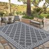 Garvee 10×14 Outdoor Rug Waterproof Reversible Patio Mat, Plastic Straw Rug for Patio,Large Outdoor Carpet for RV Camping, Balcony, Deck, Backyard, Easy Clean & Portable,Black/Grey(Grey/White)