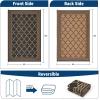 Garvee 10×14 Outdoor Rug Waterproof Reversible Patio Mat, Plastic Straw Rug for Patio,Large Outdoor Carpet for RV Camping, Balcony, Deck, Backyard, Easy Clean & Portable,Black/Grey(Black/Brown)