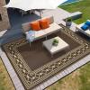 Garvee 10×14 Outdoor Rug Waterproof Reversible Patio Mat, Plastic Straw Rug for Patio,Large Outdoor Carpet for RV Camping, Balcony, Deck, Backyard, Easy Clean & Portable,Black/Grey(Brown/Coffee)