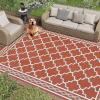 Garvee 10×14 Outdoor Rug Waterproof Reversible Patio Mat, Plastic Straw Rug for Patio,Large Outdoor Carpet for RV Camping, Balcony, Deck, Backyard, Easy Clean & Portable,Black/Grey(Brick Red/White)