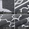 Garvee 10×14 Outdoor Rug Waterproof Reversible Patio Mat, Plastic Straw Rug for Patio,Large Outdoor Carpet for RV Camping, Balcony, Deck, Backyard, Easy Clean & Portable,Black/Grey(Grey/White)