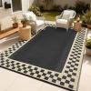 Garvee 10×14 Outdoor Rug Waterproof Reversible Patio Mat, Plastic Straw Rug for Patio,Large Outdoor Carpet for RV Camping, Balcony, Deck, Backyard, Easy Clean & Portable,Black/Grey(Black & Beige)