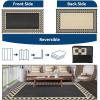 Garvee 10×14 Outdoor Rug Waterproof Reversible Patio Mat, Plastic Straw Rug for Patio,Large Outdoor Carpet for RV Camping, Balcony, Deck, Backyard, Easy Clean & Portable,Black/Grey(Black & Beige)
