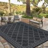 Garvee 10×14 Outdoor Rug Waterproof Reversible Patio Mat, Plastic Straw Rug for Patio,Large Outdoor Carpet for RV Camping, Balcony, Deck, Backyard, Easy Clean & Portable,Black/Grey(Black/Grey)